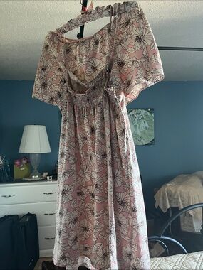 Floral Smocked Midi Nightdress in Soft Pink
